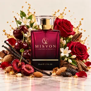 MİSVON LOCHER MV-707 50 ml bordo şişe; vişne, badem, gül, yasemin ve odunsu koku notaları